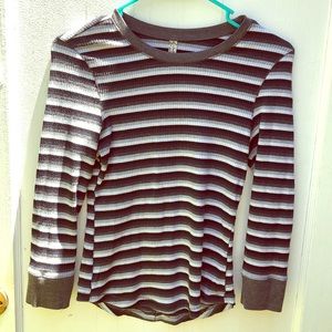 Free People ribbed-cotton 3/4 sleeve top.